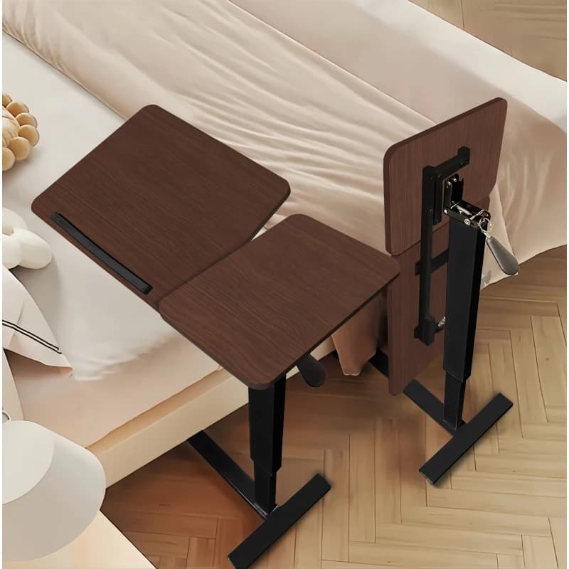 Comodino, Scrivania Pieghevole da Letto, Supporto Mobile per Laptop con Ruote, Tavolino Inclinabile da Letto Regolabile in Altezza