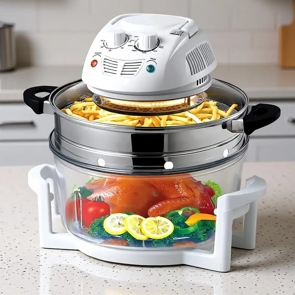 Bench Air Fryer - 1200W 13QT Convection Fridge with Stainless Steel Bowl for Pasti, Ideal for Chicken, Steak