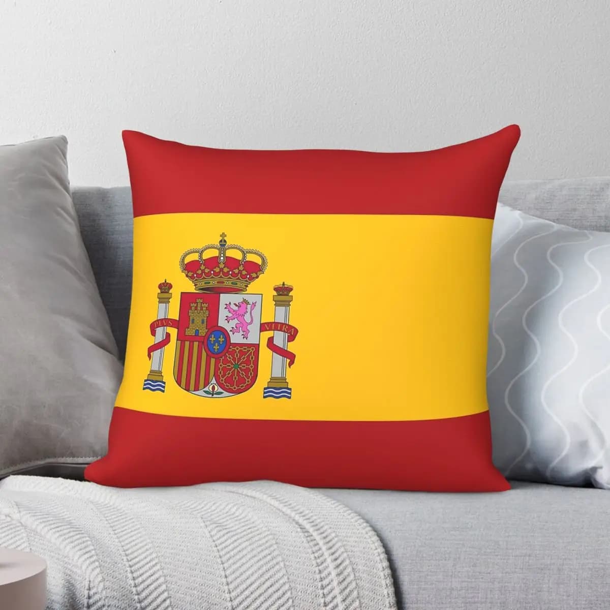 Federa per cuscino quadrata con bandiera della Spagna, in poliestere, lino, velluto, con cerniera, decorazione per divano, copricuscino