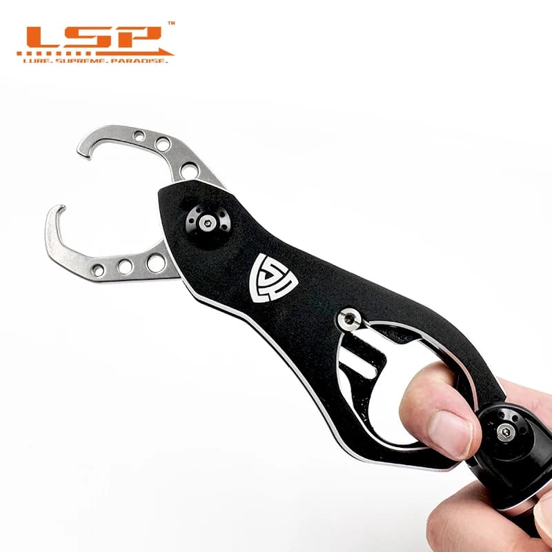 Pinza per pesci LSP con scala in lega di alluminio telescopica pratica cordino manico ergonomico regali per la pesca per uomo attrezzatura da pesca
