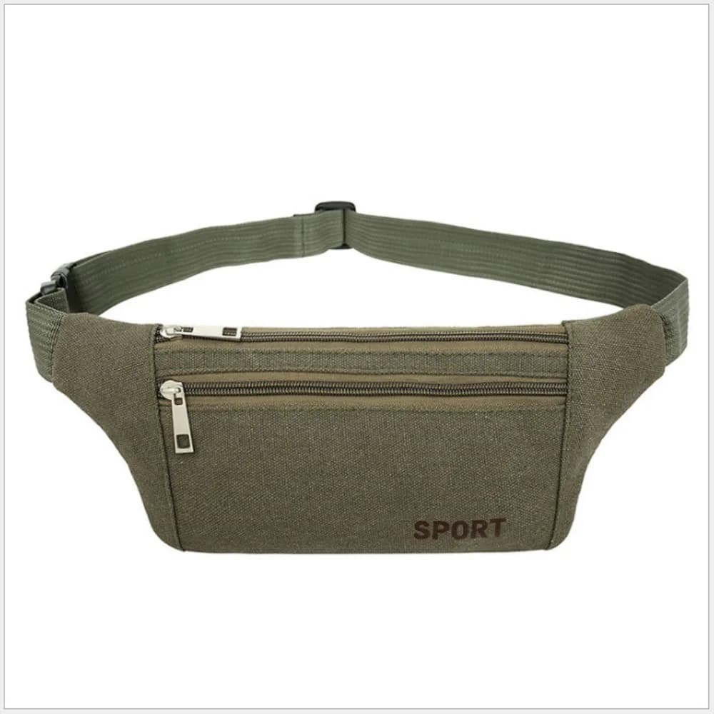 Fashion Multi-Pockets Fanny Pack Canvas Phone Waist Belt Bag Coins Running Bags