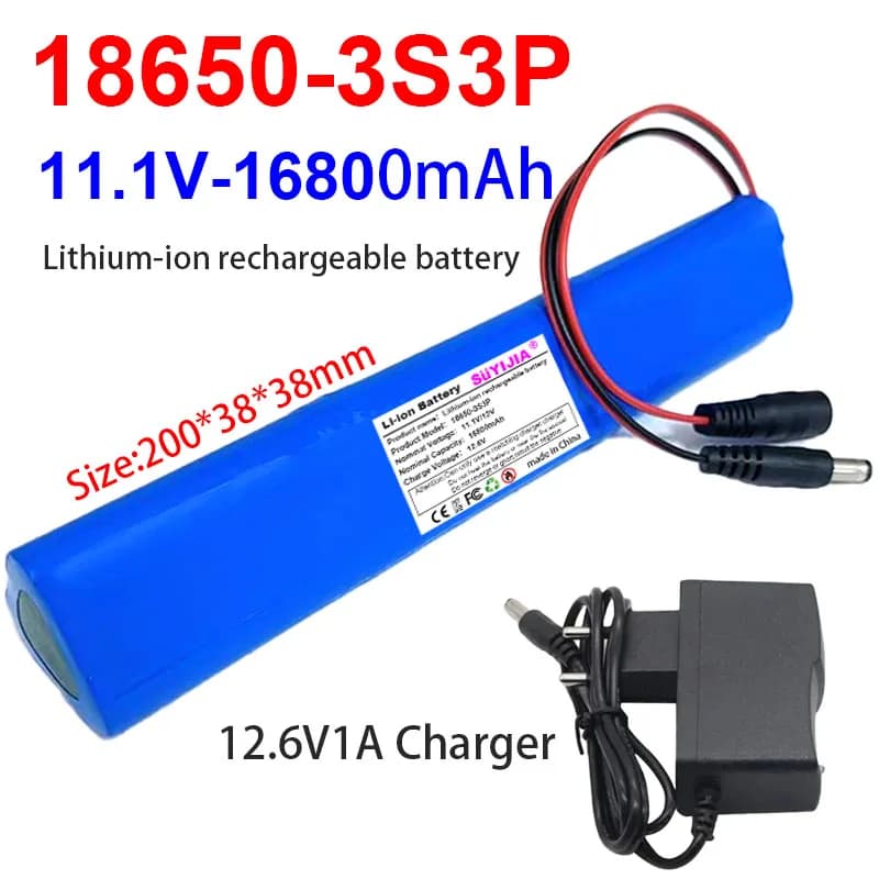 18650 3S3P 11.1V/12V Batteria al litio 16800mAh Batteria ricaricabile Massaggiatore cervicale Smart Audio Pistola per massaggio Ventilatore portatile