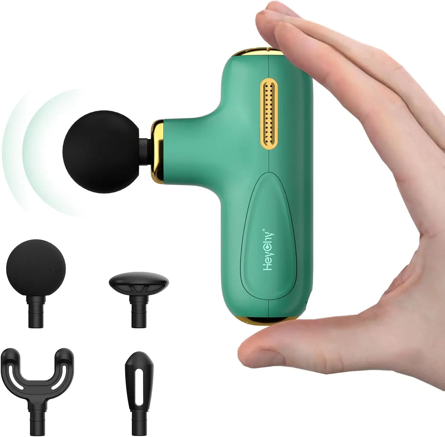 Mini Deep Muscular Massage Gun, Portable Percussion Massage with 4 Heads, Silent for Men, Women and Athletes