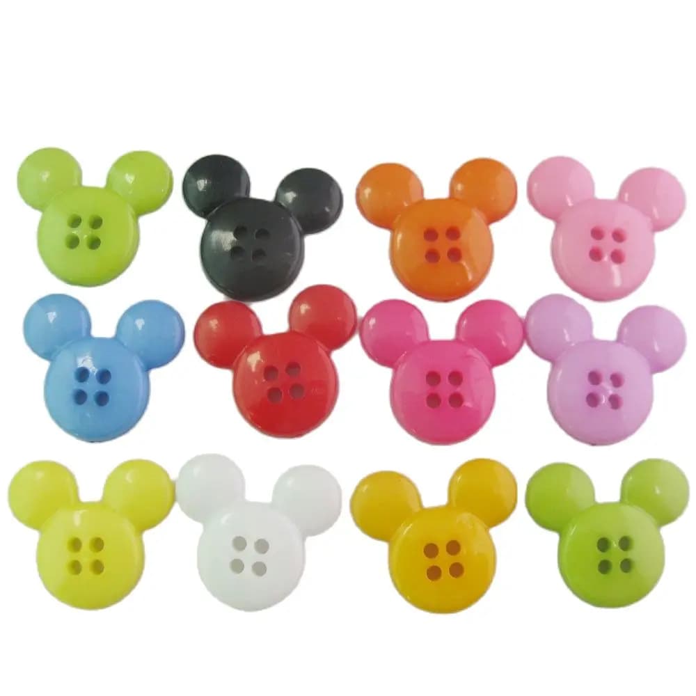 H099 Bottoni in plastica moda Bottoni in cartone animato a forma di Topolino nero 50 pezzi Forniture per cucire