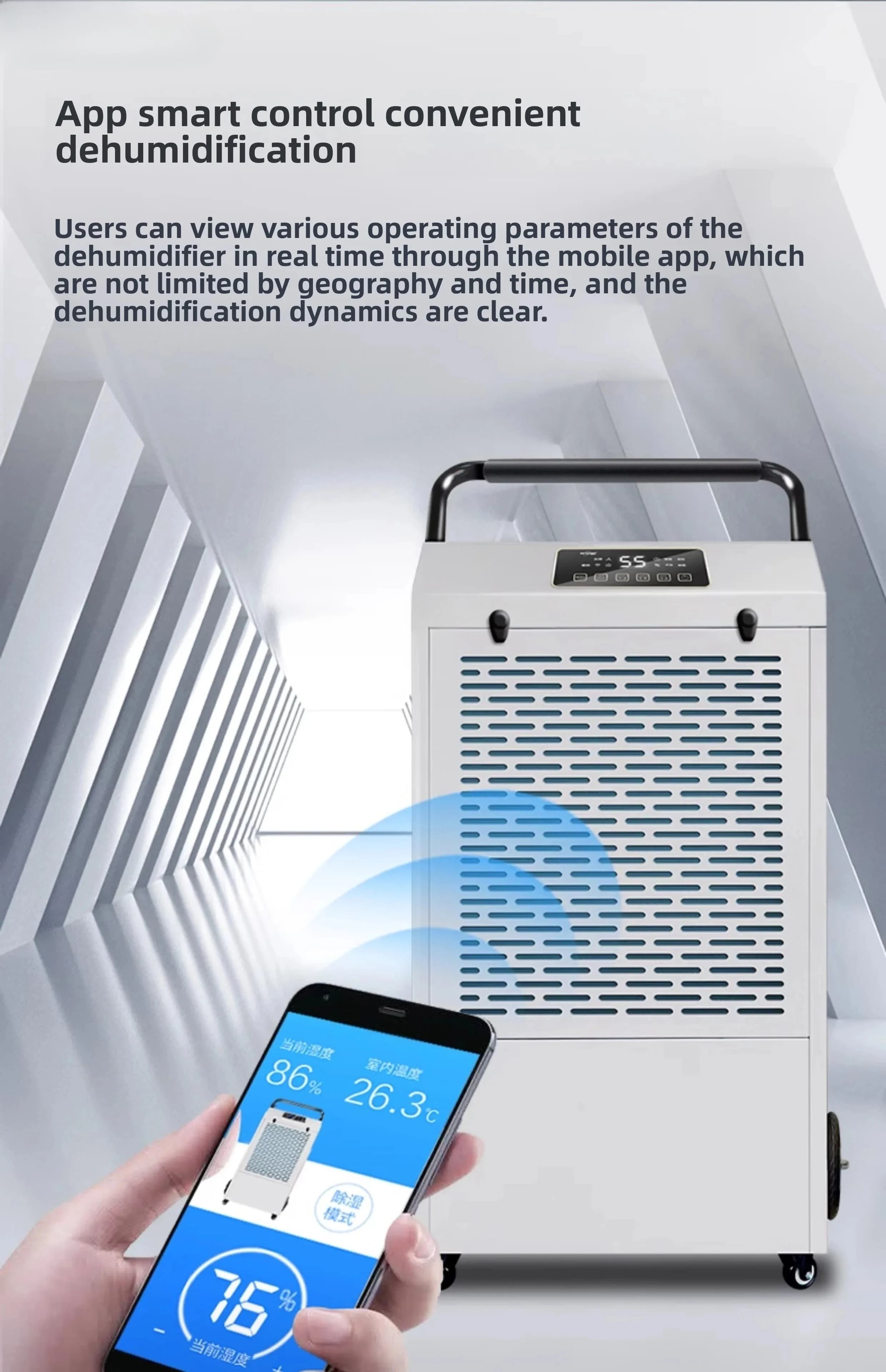 Deumidificatore Industriale HTT Wet Beauty ad Alta Potenza per Officine, Magazzini, Cantine e Sale di Distribuzione