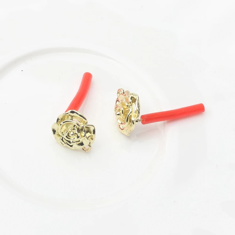 10 pcs/lot Zinc Alloy Pink Metal Flower Base Earrings Earrings DIY Earrings Jewelry Accessories
