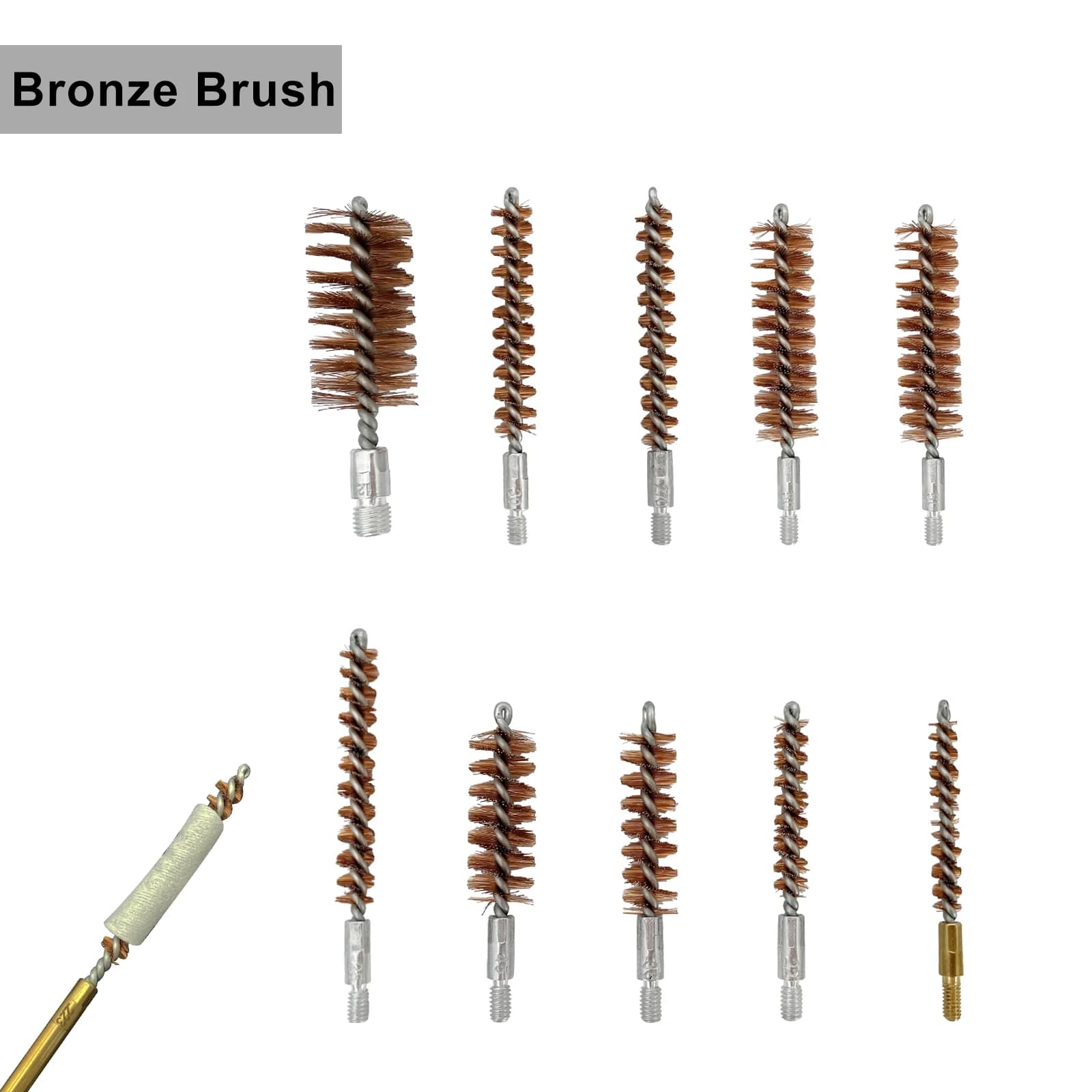 MIDUG 1 pz Spazzola per foro in bronzo 12GA.17Cal.22Cal Spazzola per pulizia foro 9mm per kit di pulizia fucile a pistola Filettatura 5-40 8-32 5/16-27