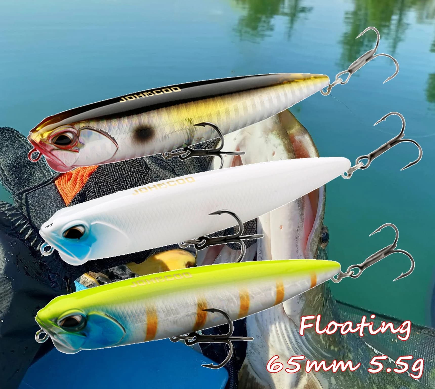 Esca galleggiante a matita 10mm 14g Walking Dog Topwater Surface Popper Wobbler per trota Bass Pike Fishing