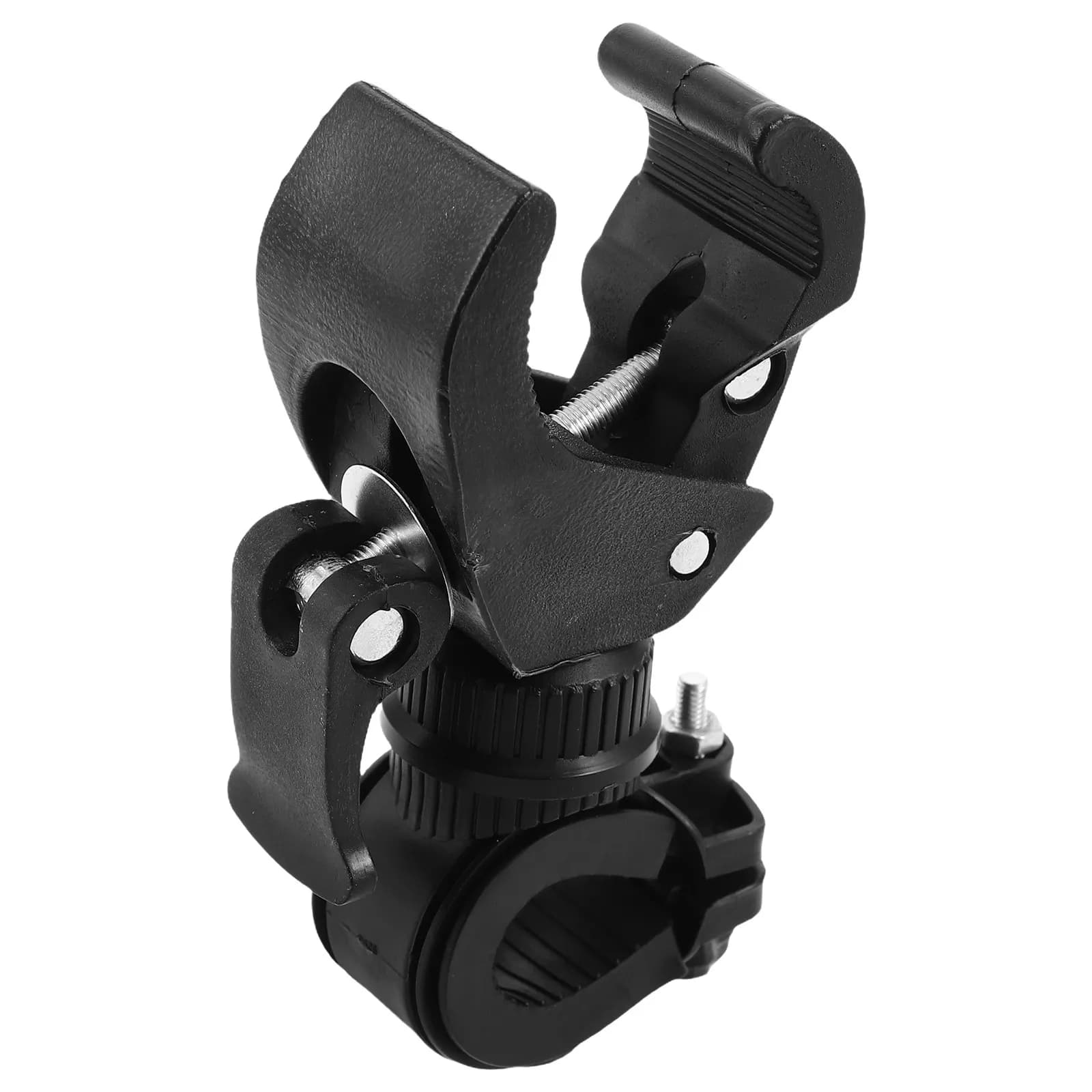 Supporto per Torcia da Manubrio Nero con Rotazione a 360°, Clip per Luce Bicicletta, Porta Torcia per Ciclismo