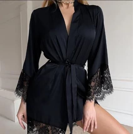 2026 New Lace Lace Morning Gown Pajamas Slim V-neck Loungewear