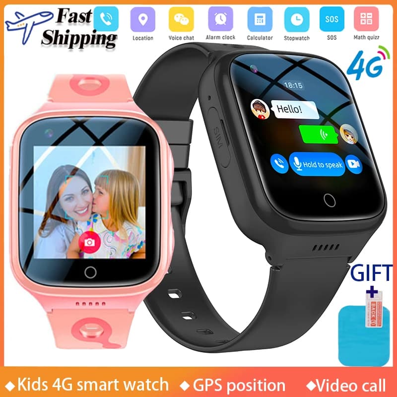 Smartwatch 4G per Bambini con Videochiamata, SOS, Localizzatore GPS, Monitoraggio Remoto, Batteria 1000mAh, Calcolatrice, Orologio Telefono per Bambini