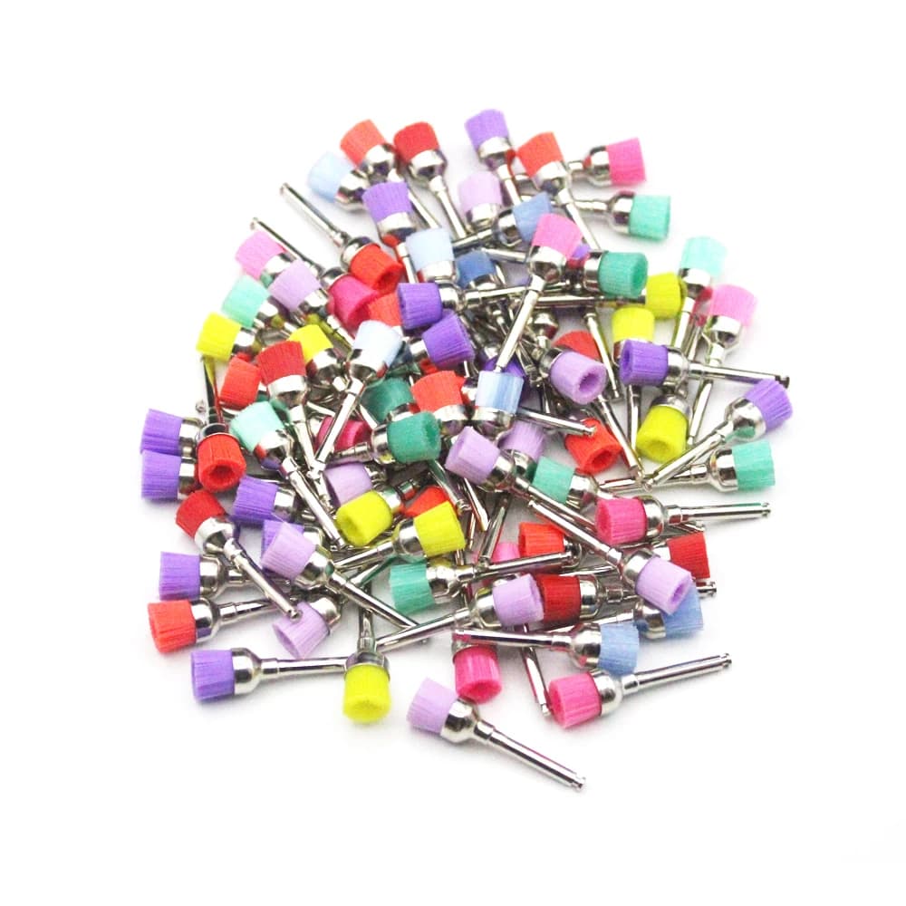100 pcs/box Use And Drop Polisher Dentale Brush Nylon Setole Polishing Polishing Cup Whitening Prophy Tooth Brushes Dentist Tools