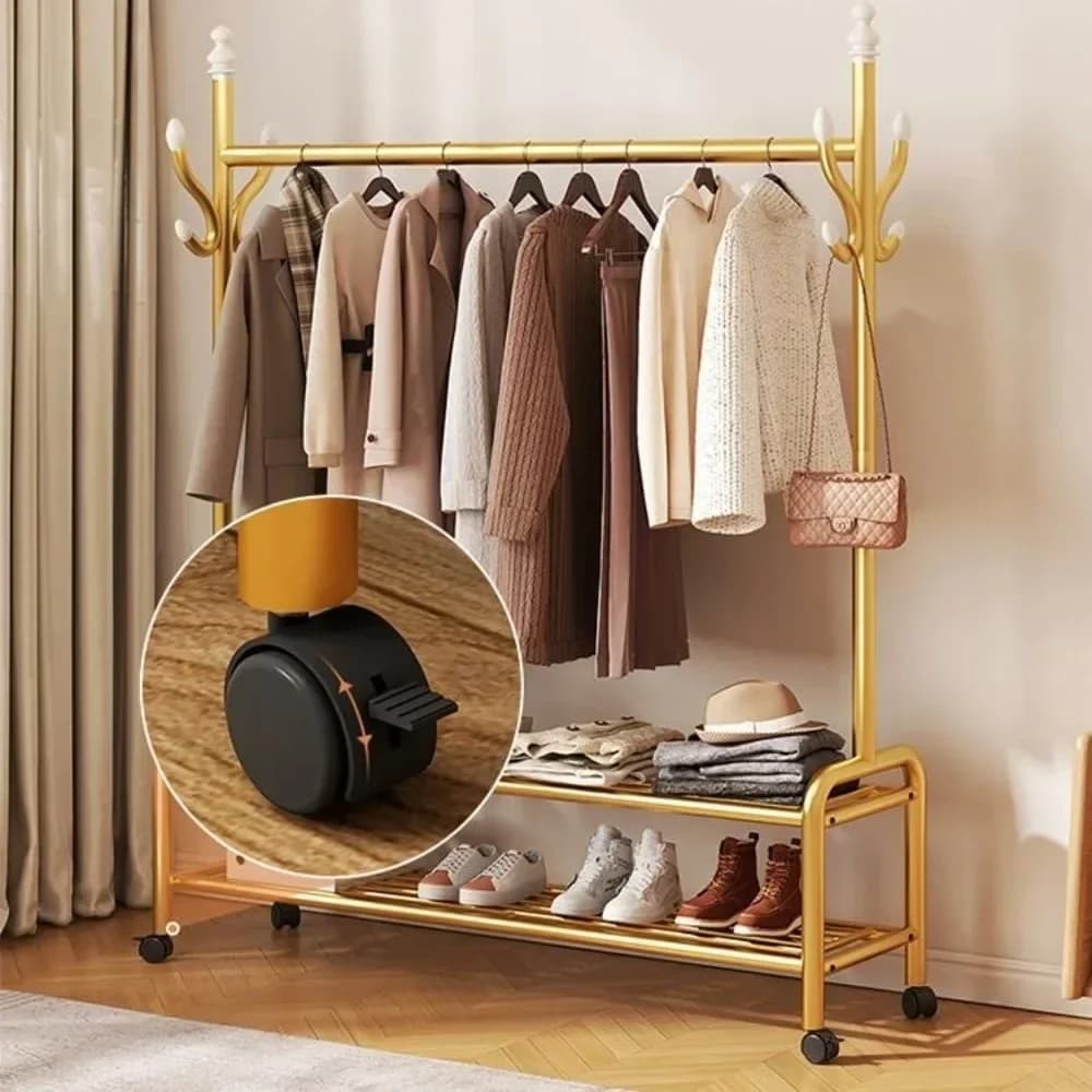 ♪ For mobile clothes hangers with wheel Light luxury vertical clothes rack for simple bedroom mounted floor for home use