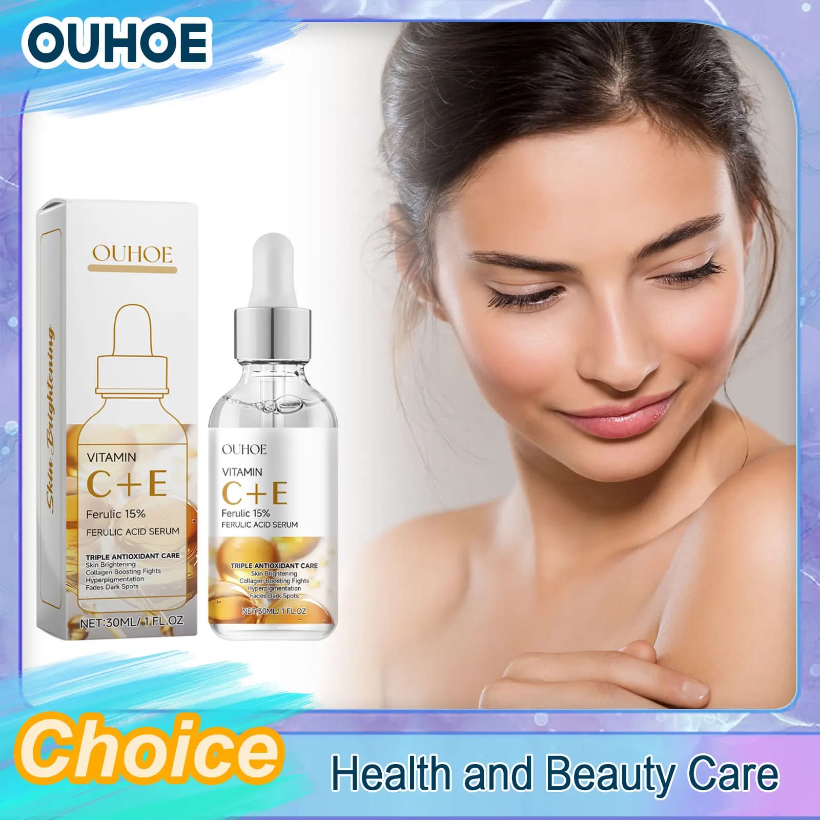 Serum to the Ferulic Acid Anti-Walks, Radiant, Hydrating, Illuminating, Reduces Pores, Viso Essence with Vitamin C and E, Nutrient Skin Care