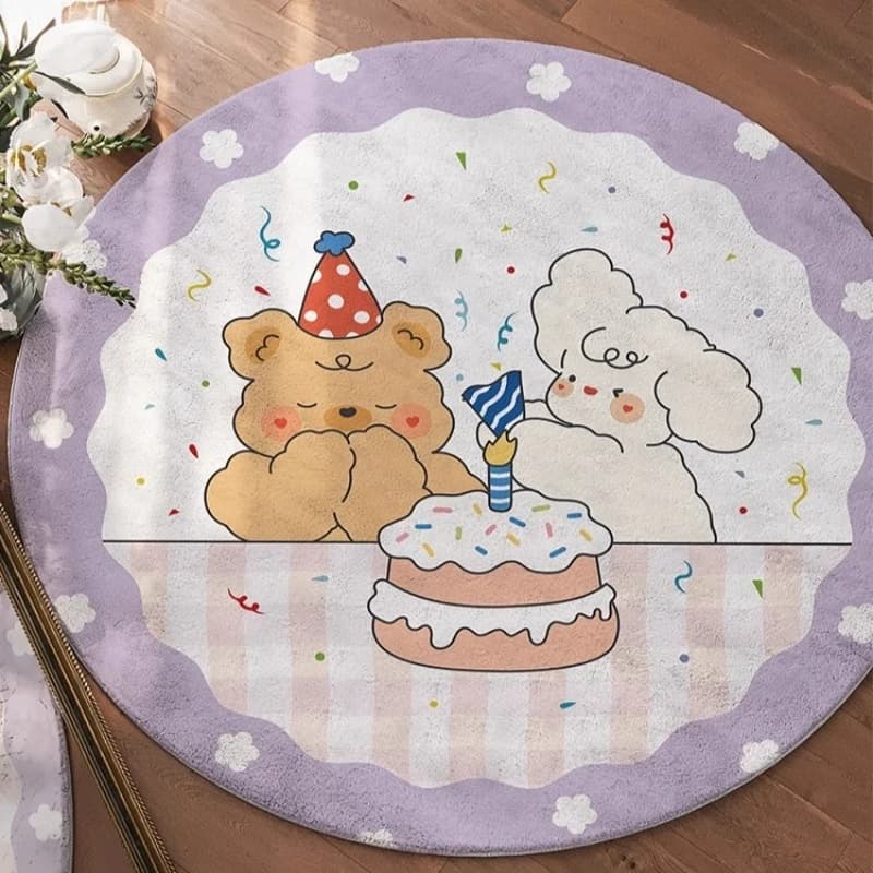 Tappeto rotondo per soggiorno Ampia area Modello simpatico cartone animato Tappeti da comodino per camera da letto Moda creativa Ins Tappetini decorativi per divani Alfombra