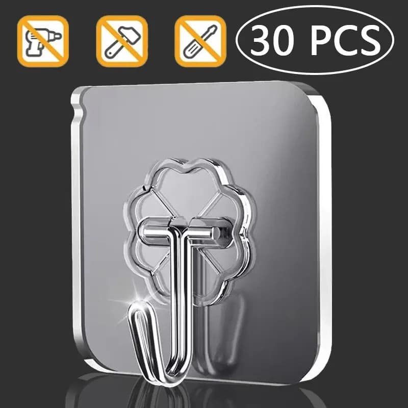 30 pezzi ganci trasparenti resistenti autoadesivi ganci da parete per porte ganci aspirazione carico pesante rack ventosa per cucina bagno