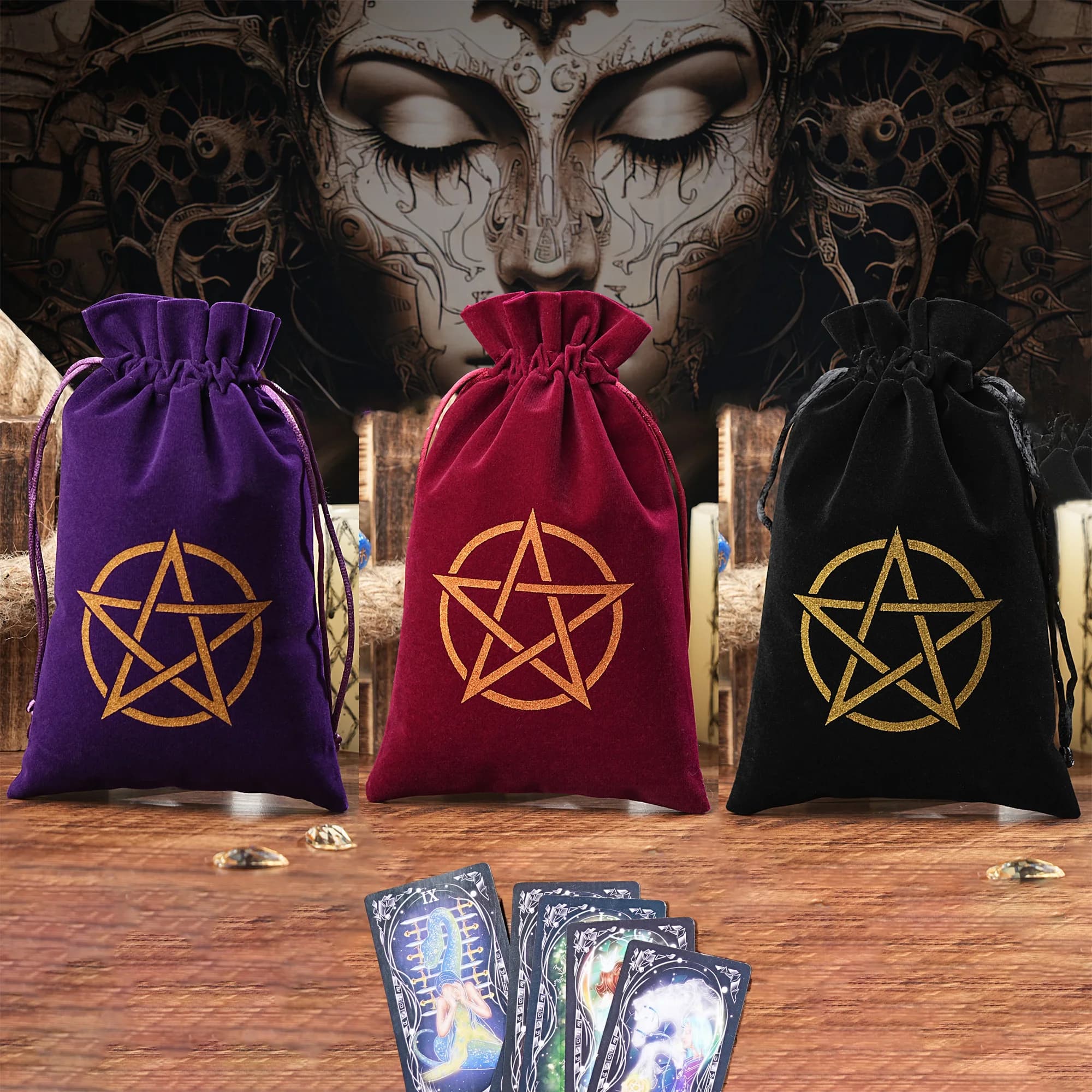 1pc Tarocchi Dadi Borsa Velluto Tarocchi Rune Borsa Con Coulisse per Tarocchi Oracle Sport Card Divinazione Sacchetto di Immagazzinaggio All'ingrosso