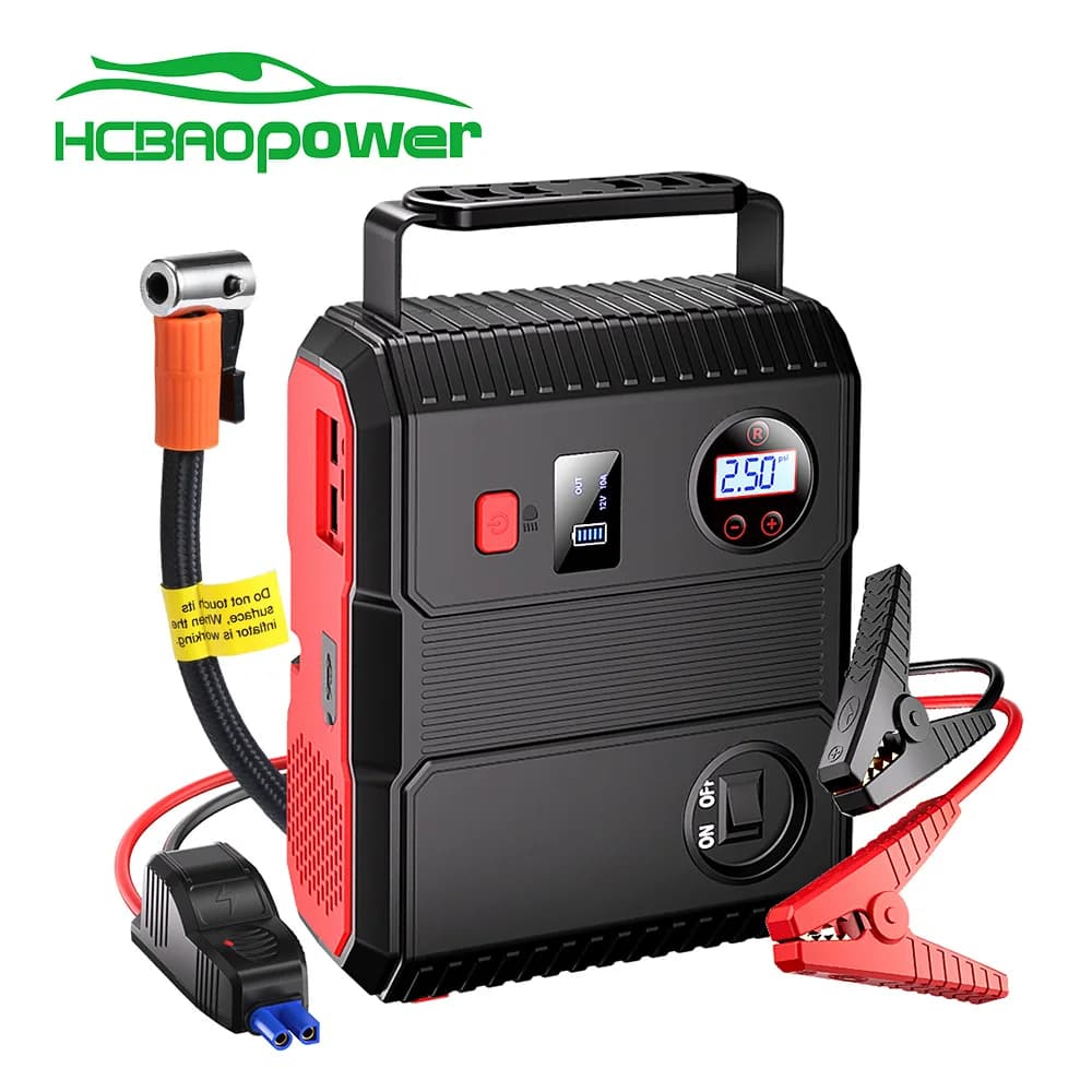 Strumento di emergenza multifunzione per avviamento di emergenza per auto 12V con lampada SOS Caricabatteria per auto Avviatore di emergenza con compressore d'aria