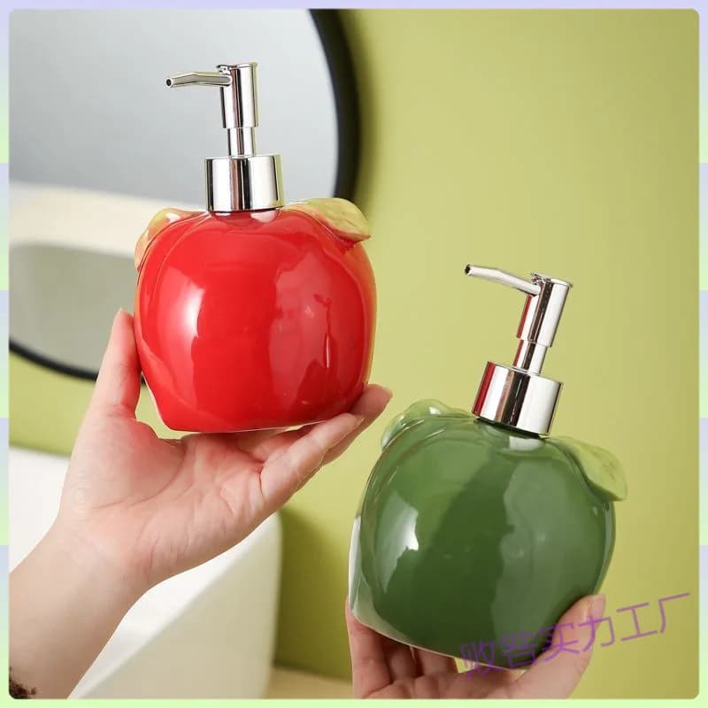 Bottiglia per lozione in ceramica di mela da 500 ml Bottiglia per pressa in ceramica Lavaggio per WC Shampoo Shampoo Bottiglia vuota divisa per dispensare shampoo