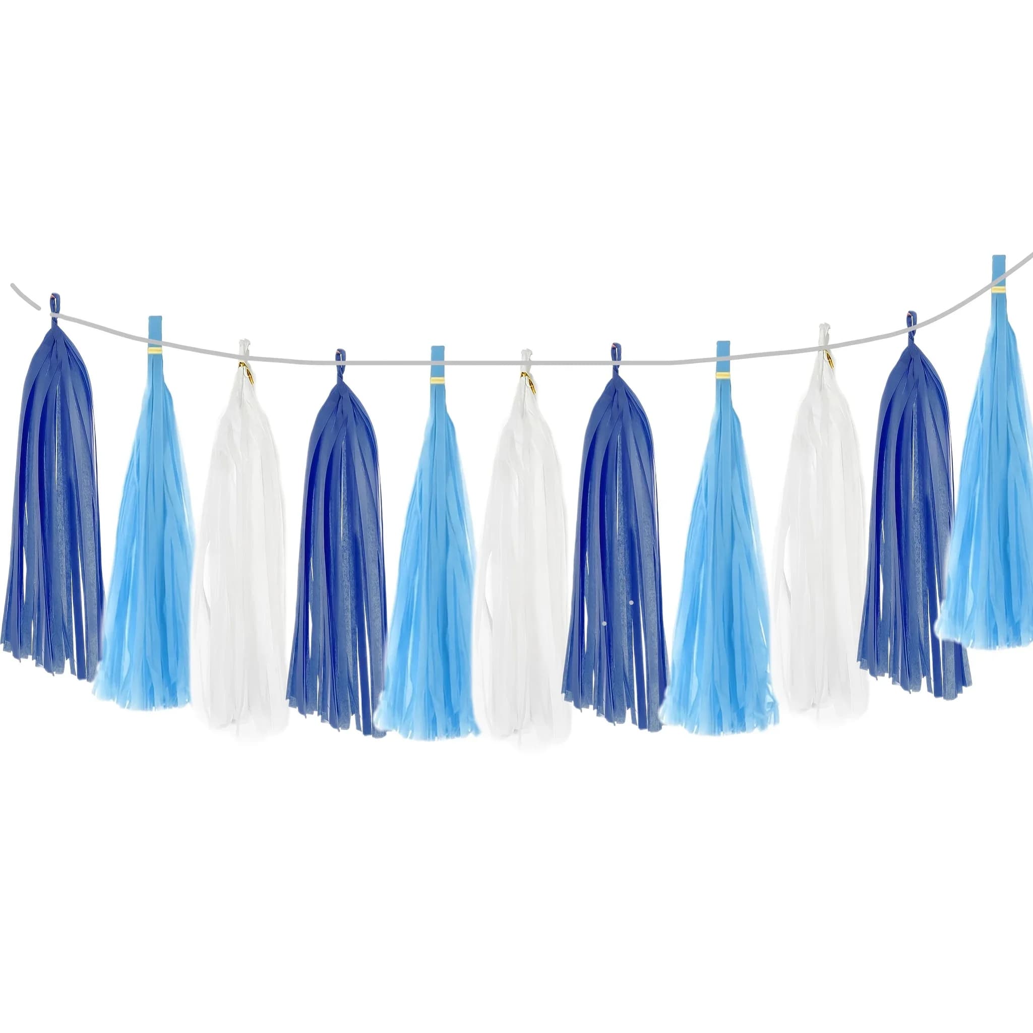 3 colori 15 pezzi set bianco blu scuro/chiaro ghirlanda di nappe di carta kit fai da te per colore arcobaleno, primavera, caramelle, Pasqua