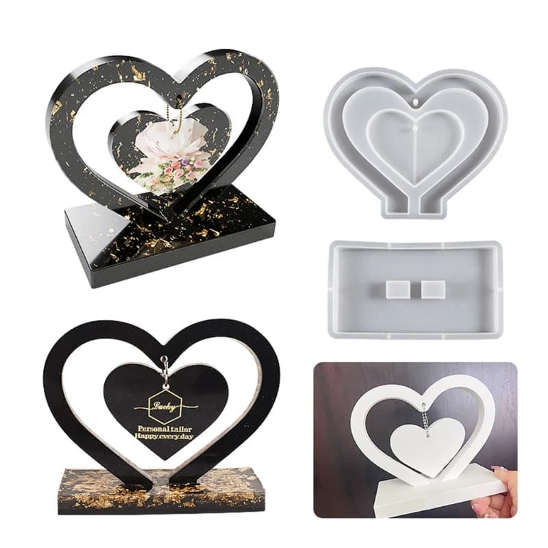 652F Cornice per foto di grandi dimensioni Stampi in resina Stampo in silicone a forma di cuore per resina epossidica Cornici da