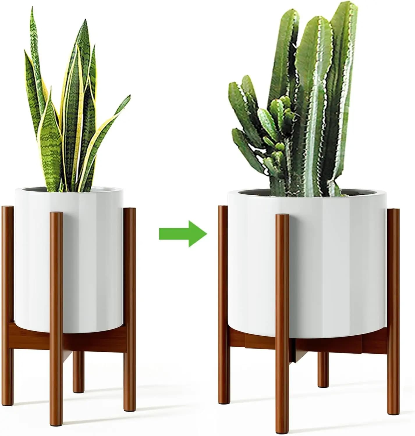 8-12 inch pots adjustable bamboo plant support, mid-century modern floor support, dark brown, 1 packaging (without pot)