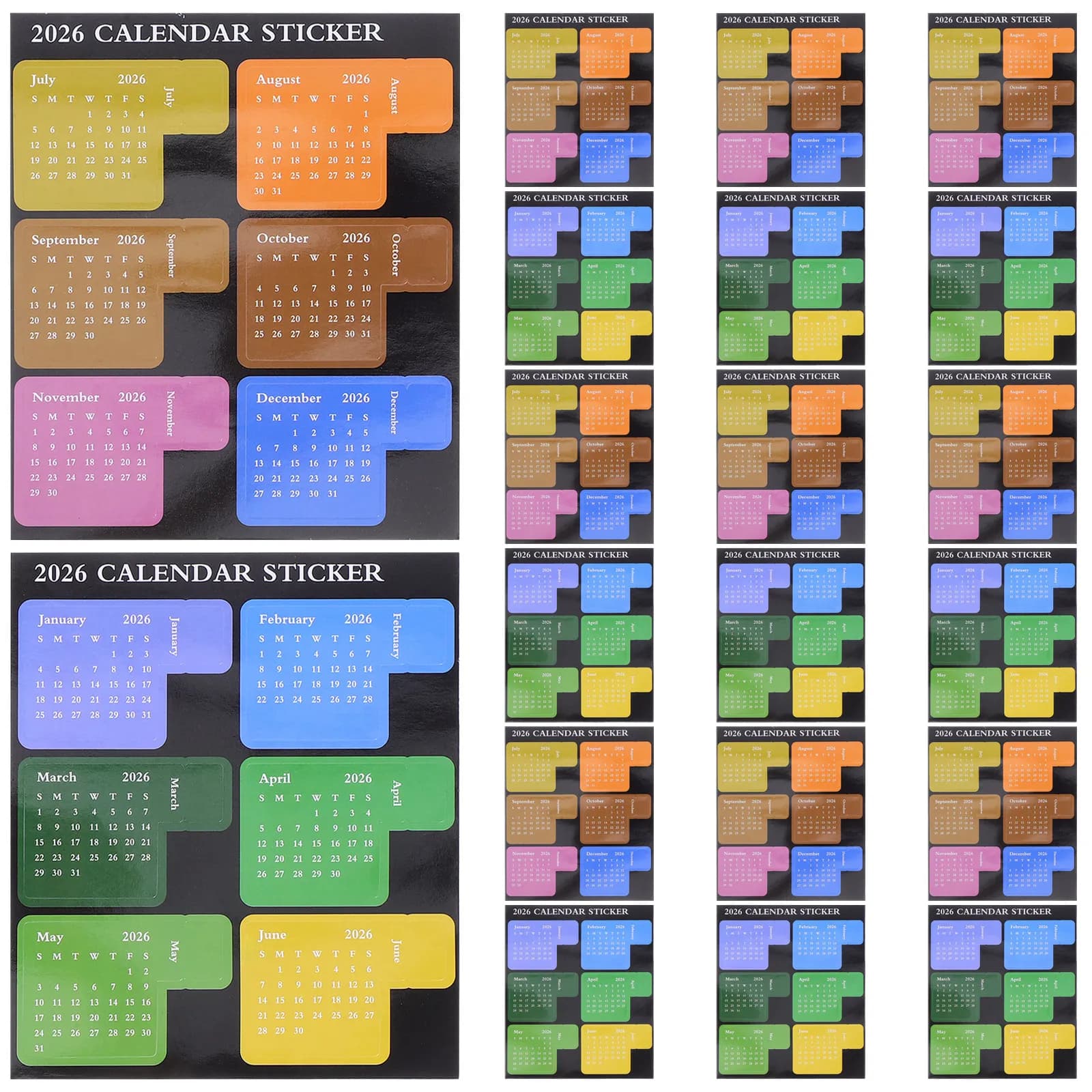 12Set 2026 Monthly Calendar Stickers Adhesive Index Tabs Planner Date Labels for Notebook Diary Scrapbook Agenda School Office