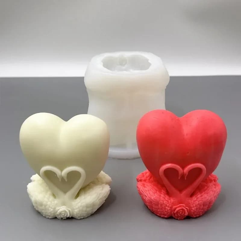 Stampo in Silicone 3D a Forma di Cigno per Candele, Forniture per Regali di San Valentino Fai-da-Te, Stampi per Resina, Gesso e Sapone