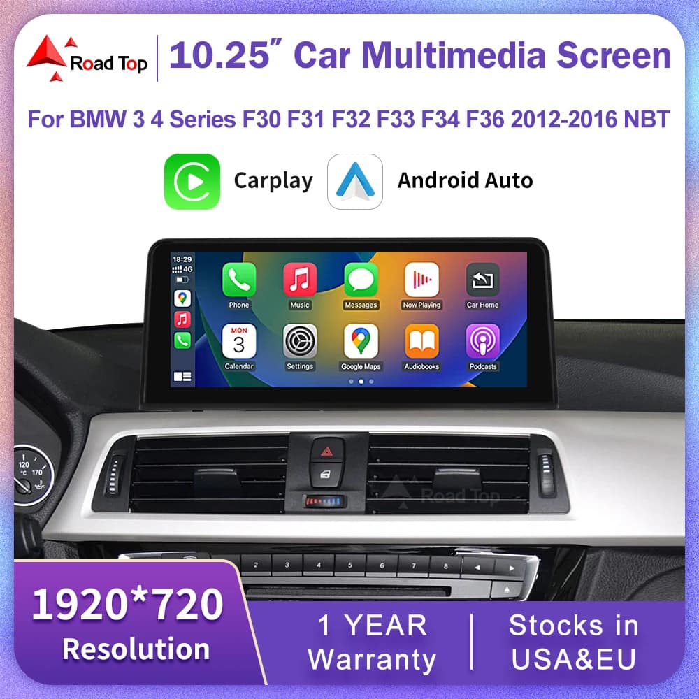 RoadTop 1920 HD 10.25 ''12.3" Wireless CarPlay Android Auto Multimedia Display Screen per BMW serie 3 4 F30 F31 F32 F33 F34 F36