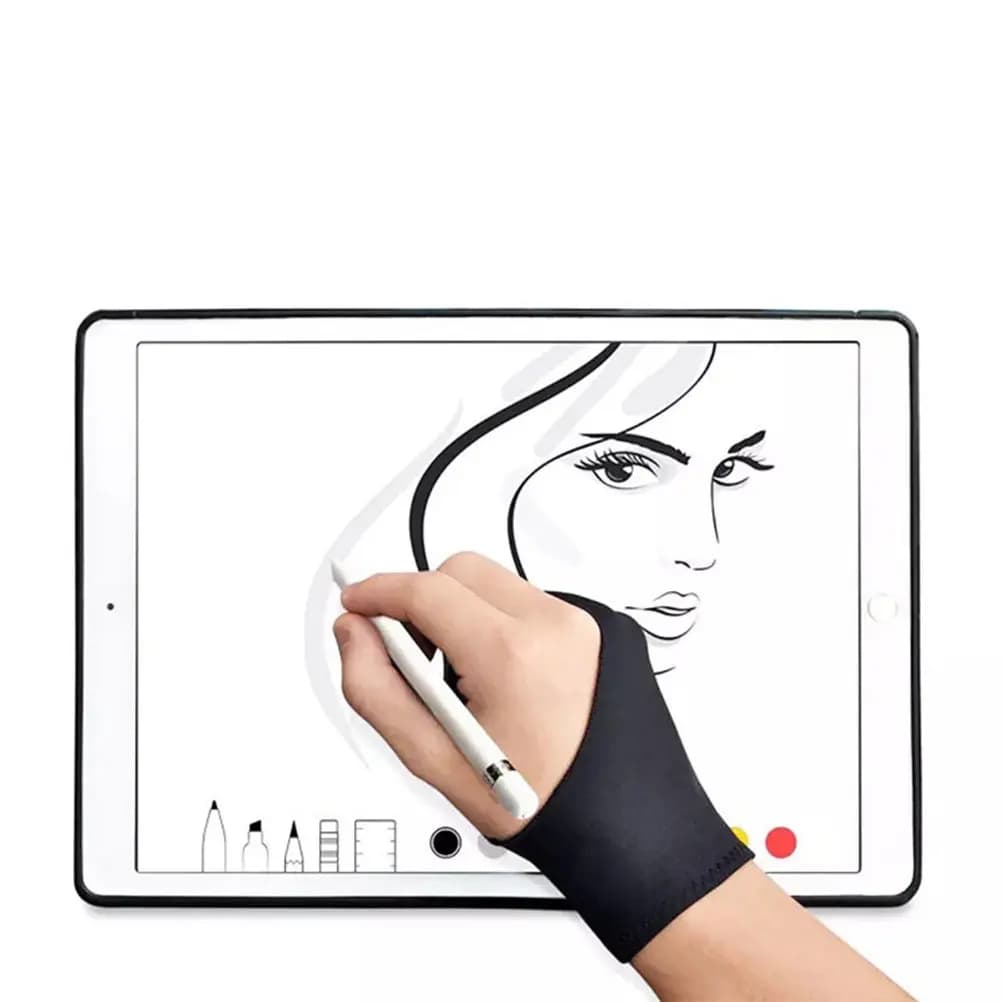 2 Guanti da Disegno per Artisti, Guanti a Due Dita in Nylon Traspirante per Tavoletta Grafica, Schizzi e Pittura, Taglia S