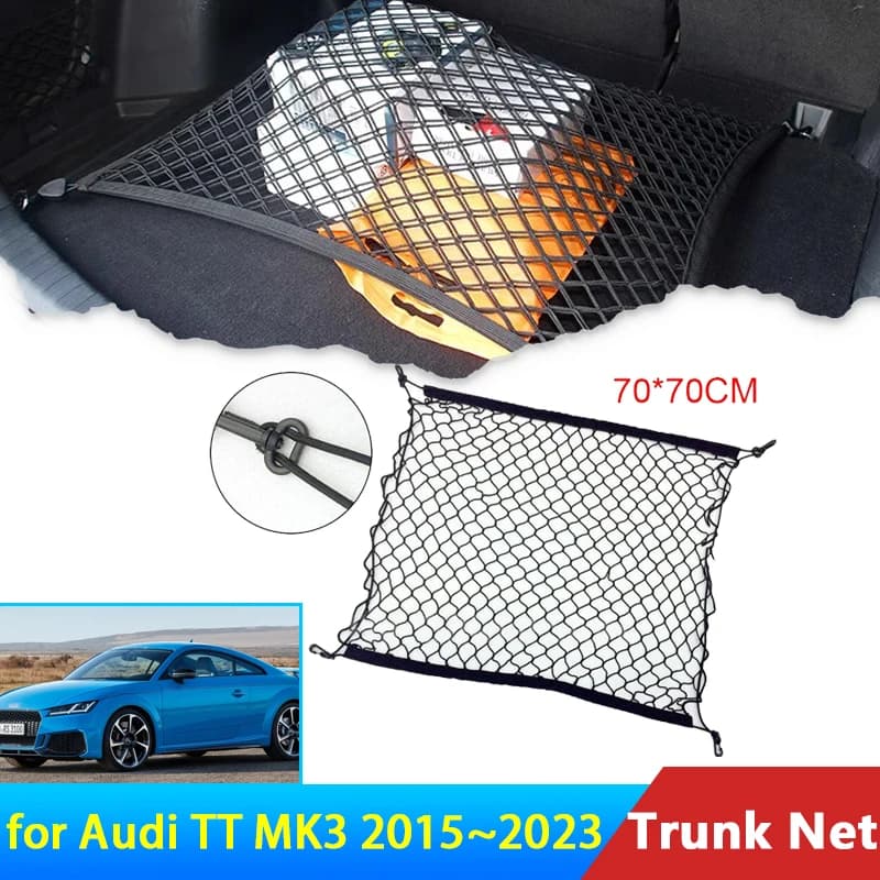 Auto per Audi TT TTS Mk3 FV 2015 ~ 2023 2021 2020 2018 Accessori Bagagliaio di un'auto Tronco Cargo Net Nylon Elastico di Stoccaggio Parti Dell'organizzatore