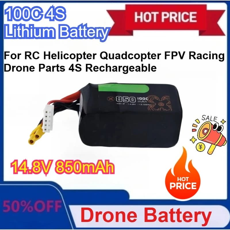 Nuova batteria Lipo 100c 4s 14.8V 850mAh con XT30/XT60 per elicottero RC Quadcopter FPV Racing Drone parti 4S BATTERIA ricaricabile