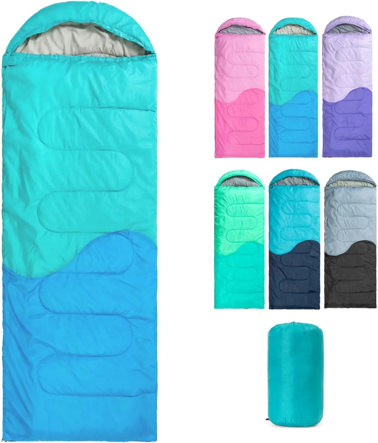 Sacco a Pelo 3 Stagioni per Adulti e Bambini - Leggero e Portatile con Sacca di Compressione per Climi Freddi e Caldi