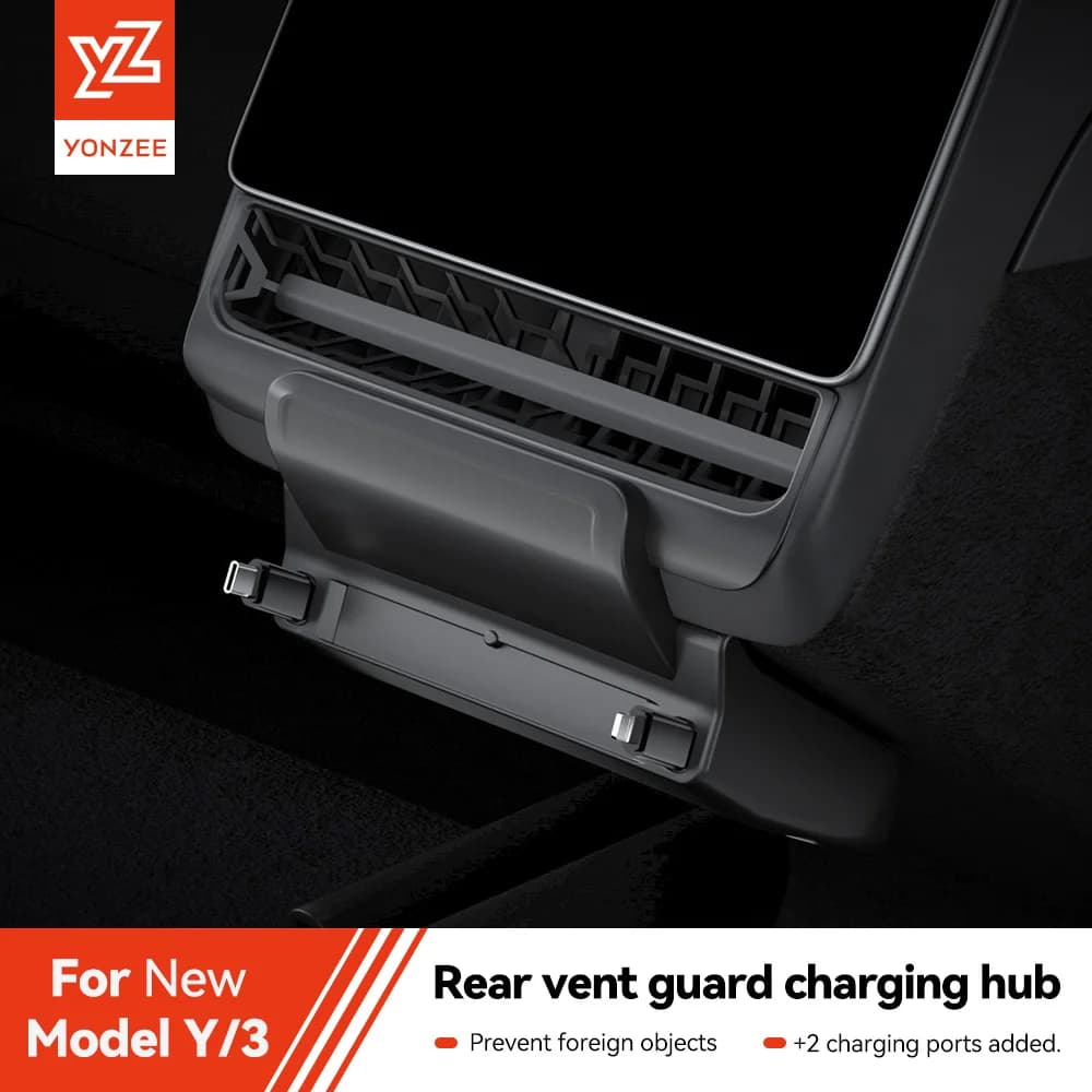 YZ For Tesla Model 3/Y Highland Juniper Rear Air Vent 27W Quick Charger USB Shunt HUB Docking Station Smart Accessories