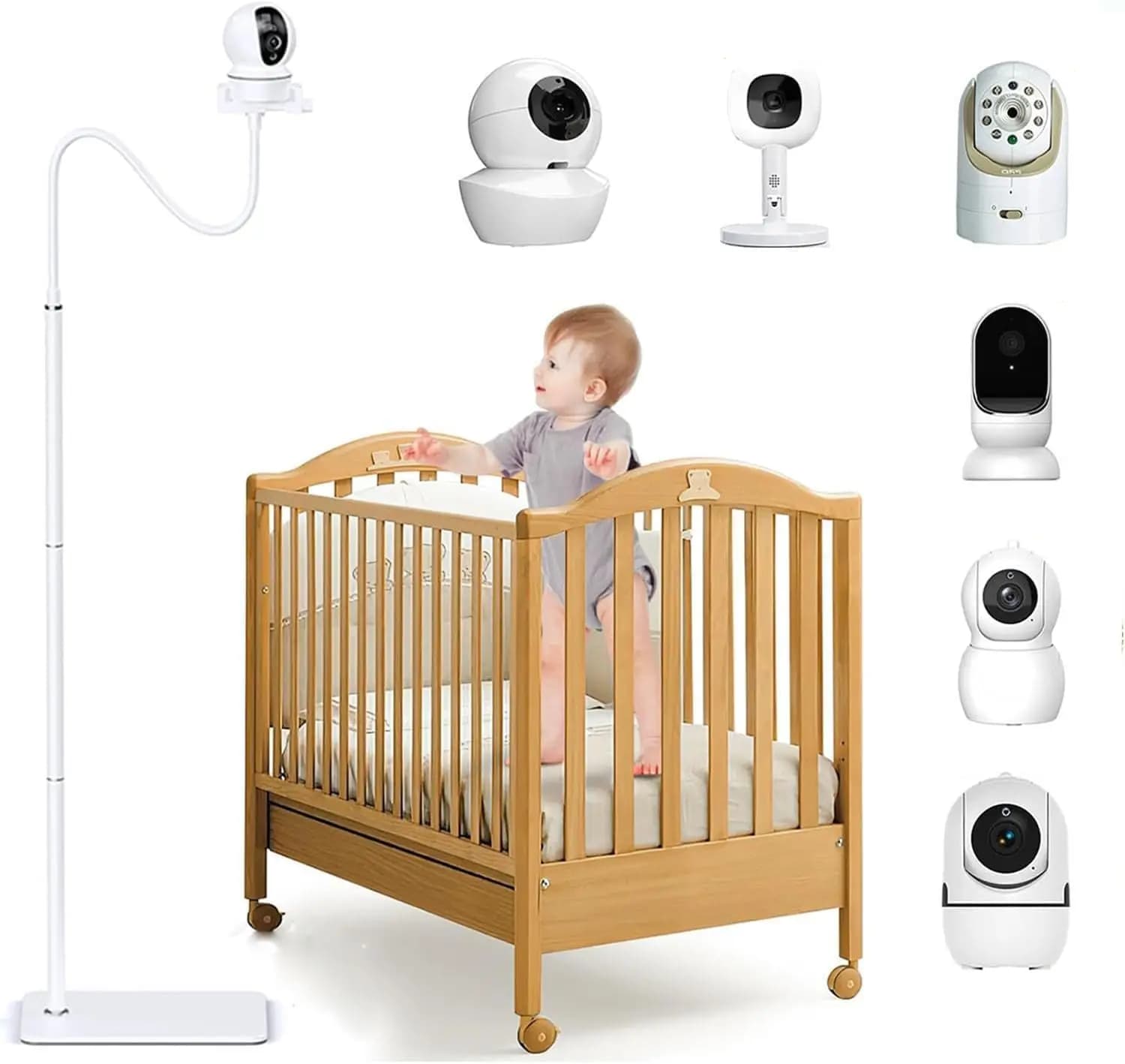 Supporto da pavimento per baby monitor compatibile con Infant Optics DXR-8 Pro, supporto flessibile, supporto universale per telecamera per bambini