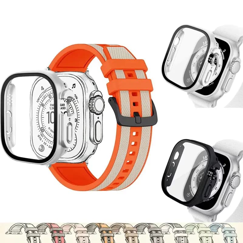 Two Color Strap For Apple Watch Band 49MM Silicone Bracelet iWatch Series Ultra 1 2 3 49mm Replacement Smartwatch Accessories