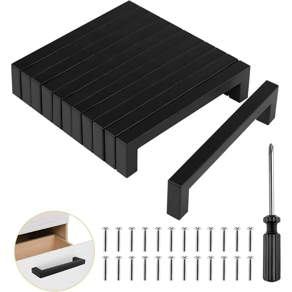 6/18 pezzi in acciaio inossidabile quadrato hardware per mobili maniglia per porta dell'armadio manopole per cassetti tira 160mm 192mm 64mm 96mm 128mm 224mm 256mm