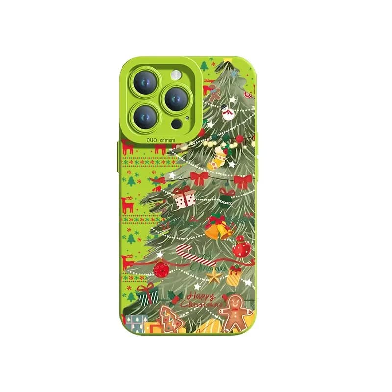 Custodia in silicone liquido Cat Eye personalizzata per iPhone 17 16 15 14 13 12 11 Pro Max Plus Air Grande albero di Natale Snug Fit antiurto