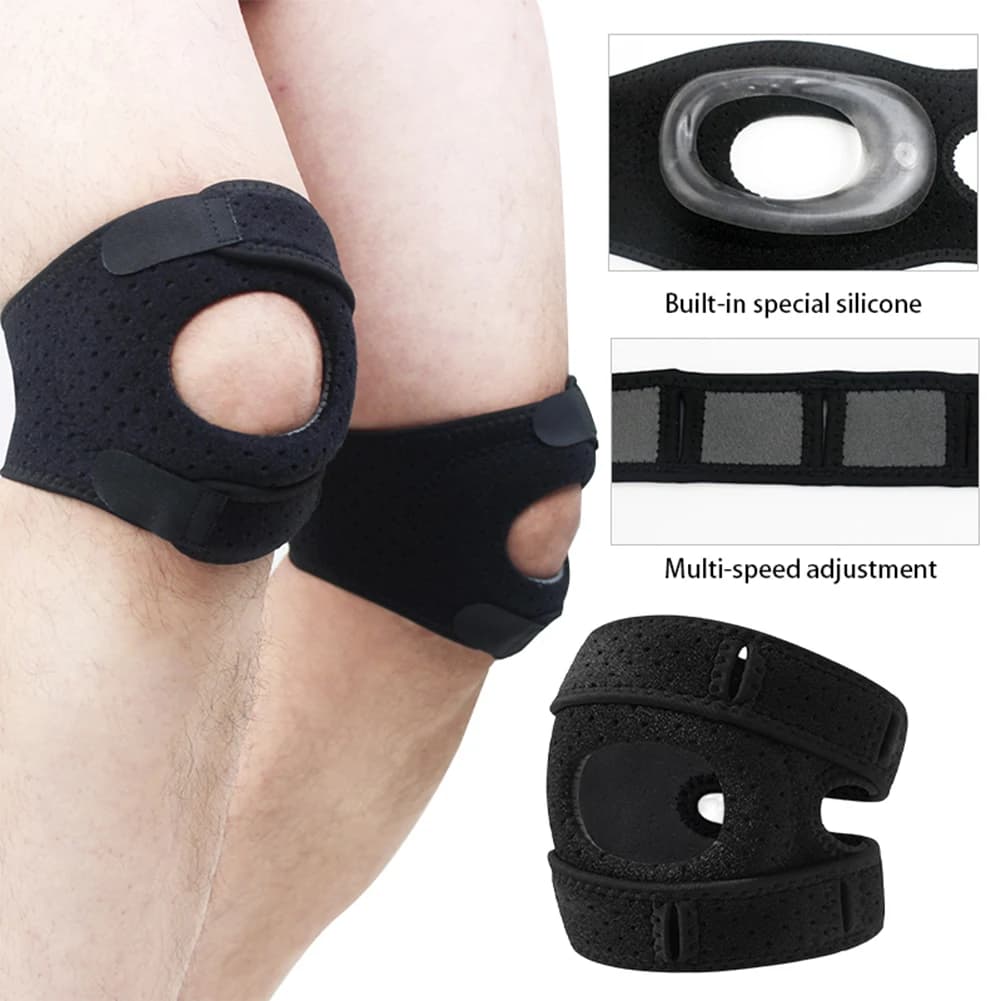 Ginocchiera rotulea Supporto rotuleo aperto regolabile Supporto per ginocchio avvolgente per lesioni Corsa Sport e allenamenti