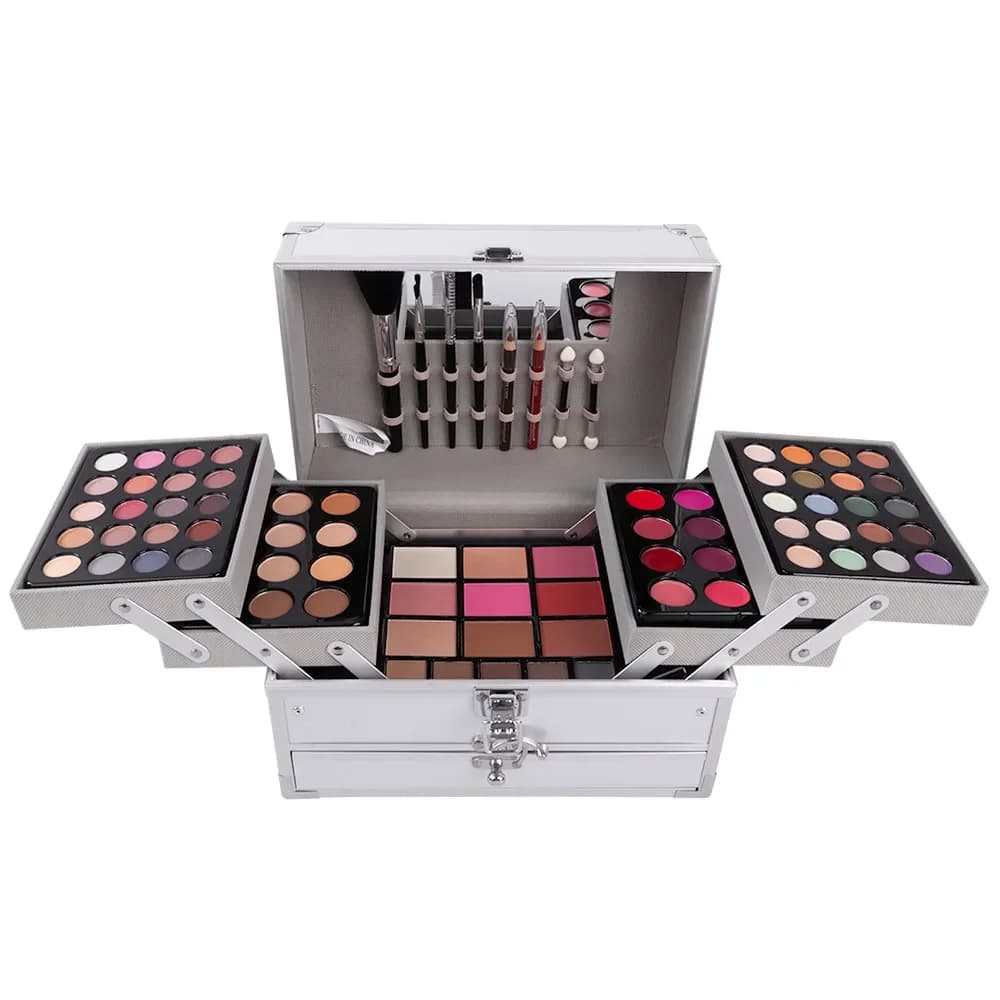 Professional Makeup Kit for Women, Complete Set of Cosmetics with Powder, Umbrella, Lipstick, Makeup Brushes, Lighting and Bronzer