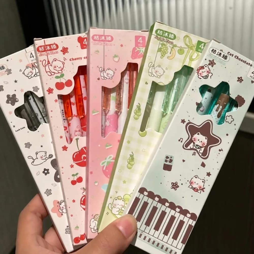 4pcs Kawaii 0.5mm 2B Lead Mechanical Pencil Set Break Resistant Kawaii Stationery Automatic Pencil Student Writing Pencil Gift