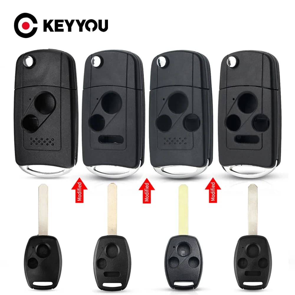 KEYYOU Chiave A Distanza Modificata Borsette Caso Per Honda Fit CRV Civic 2009 Insight Ridgeline HRV Jazz ACCORD 2/3/4 Bottoni