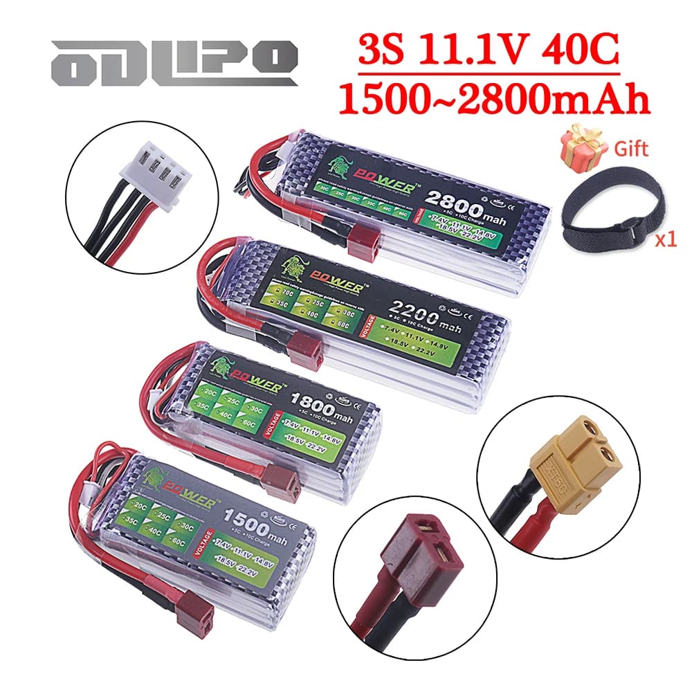 Batteria LiPo 11.1V 3S 1500mah 1800mAh 2200mah 2800mAh Deans T Connettore XT60 Per RC Auto Da Corsa Barca FPV Quadcopter Elicottero