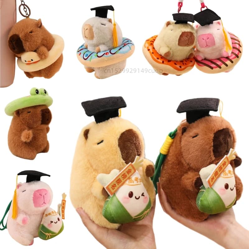 12 centimeters Fumetto Fumetto Fun Laurea Capibara Plush Doll Pendant Nuoto Ring Doctor Capra Rana Capibara Plush House Decoration Gift For Capretto