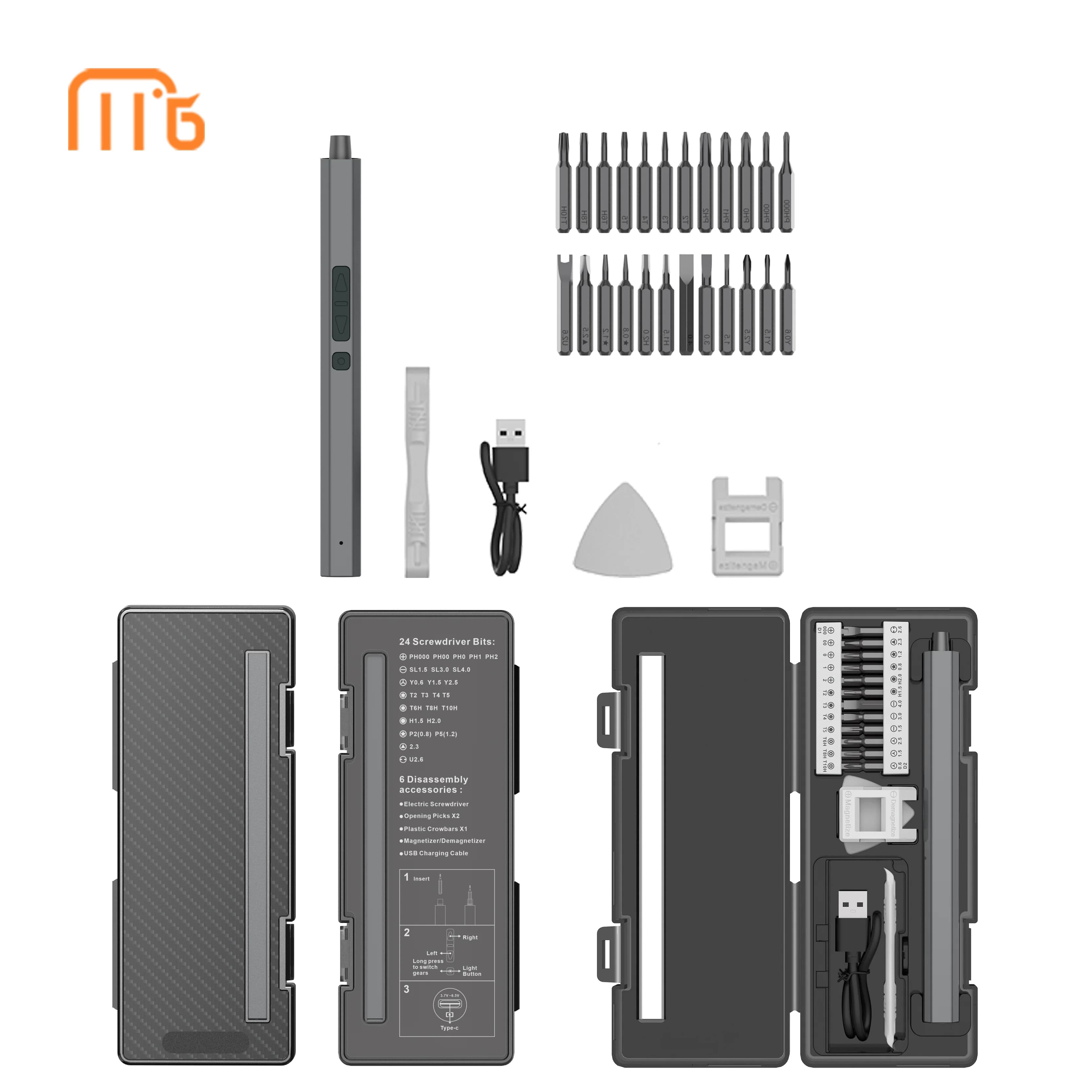 Mini Set of electric screwdrivers 30 in 1 precision repair tools magnetic screwdriver head with LED light for camera PC iPhone DIY