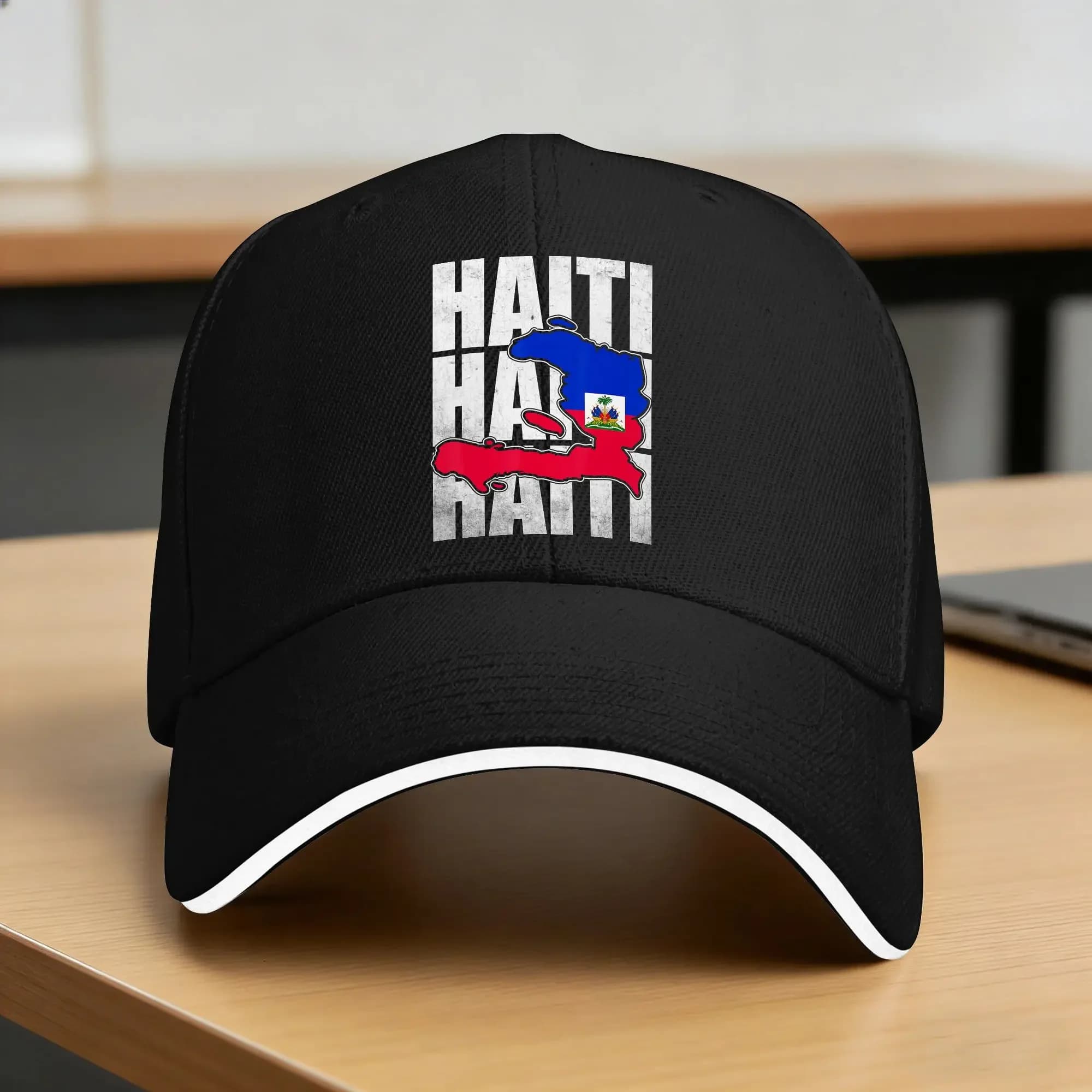 Cool Happy Haitian Flag Day Haiti Map Pride Baseball Cap Outdoor Sport Sun Visor Hip Hop Hats Men Adult Casual Snapback Cap
