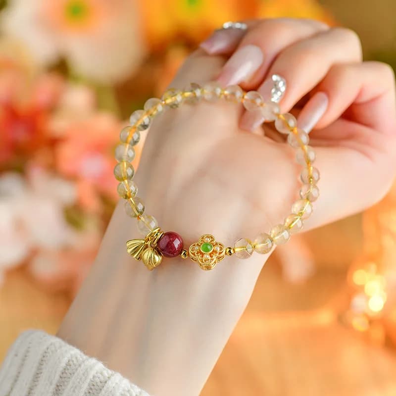 Quarzo rutilato giallo naturale Bracciale d'amore a due vie Moda culturale vintage Nuova mano Str