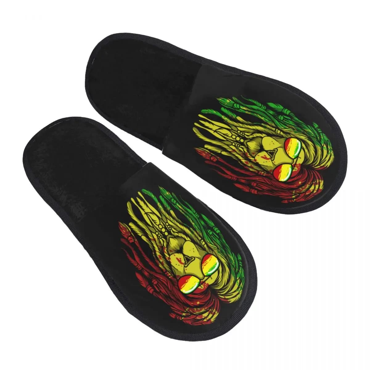 Personalizzato Reggae Musica Leone Bandiera Giamaicana Rasta Rastafari Morbida Memory Foam Pantofole da casa Donna Accogliente Caldo Pantofola Antiscivolo