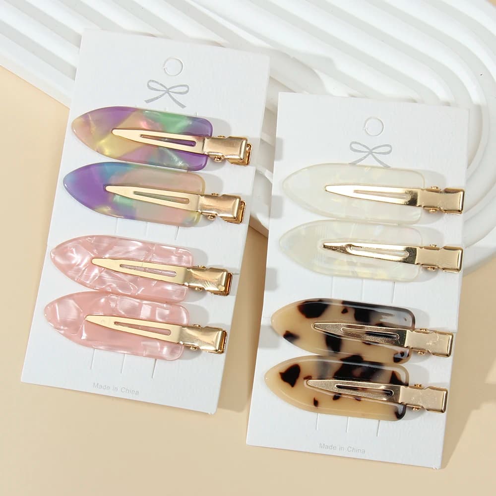Set di 8 fermagli per capelli leopardati senza cuciture per ragazze e donne, in acetato, senza pieghe, per frangia, a becco d'anatra, per trucco e styling dei capelli