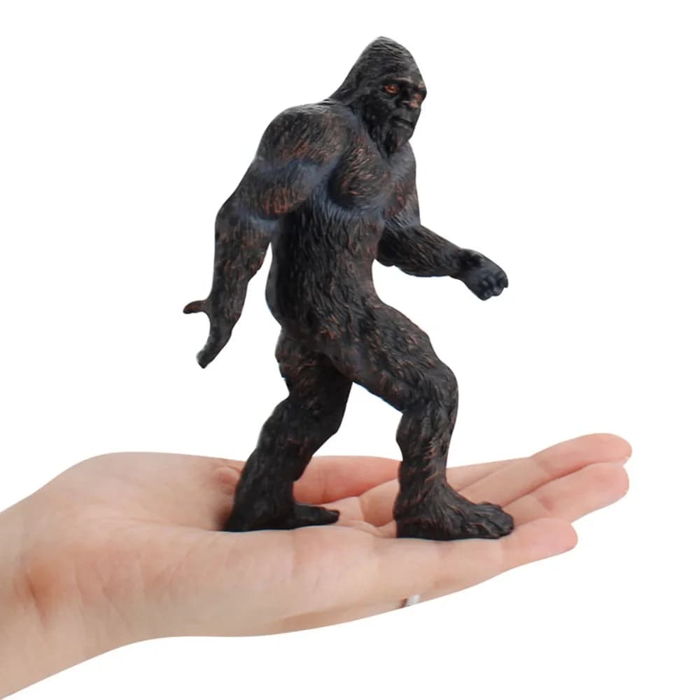 Statua di Bigfoot in PVC squisita 5.9 pollici nero marrone primitivo animale decorazioni da tavolo decorazione scrivania interna regalo ufficio